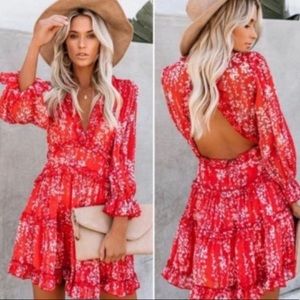 🌺Saints+Secrets Xenia Red Ruffle Mini Dress (L)